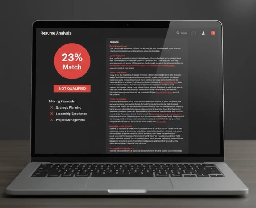 ATS Analysis showing 32% match - Not Qualified